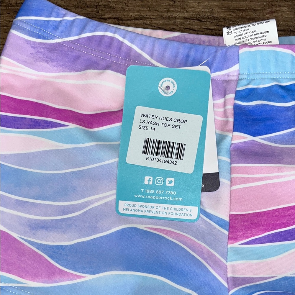 Snapperrock Colorful Wave Pattern Kids Swim Set - Picture 2 of 8